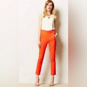 Anthropologie Cartonnier High  Rise Charlie Orange Capri Trousers Size 4
